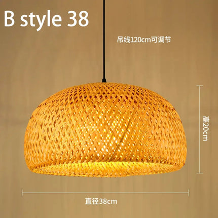Lustre suspension style chinois fait main en bambou tressé vintage — LZ4Q9X