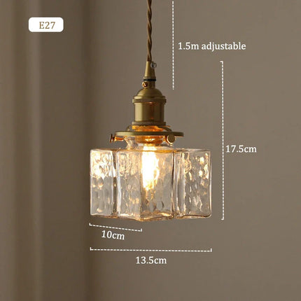suspension rétro avec abat-jour en verre