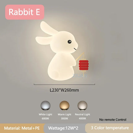 Applique murale enfant avec motif lapin, carotte et nuage lumineux — LZ4T9Q2N