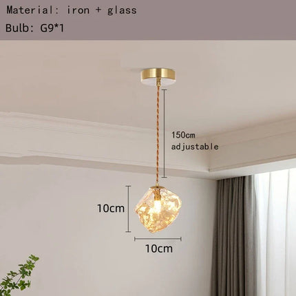 Lustre en verre ambré style bloc de glace pour bar et restaurant — LZ4XJ9