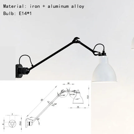 Applique murale rotative en métal avec prise intégrée pour éclairage — LZ4X9J
