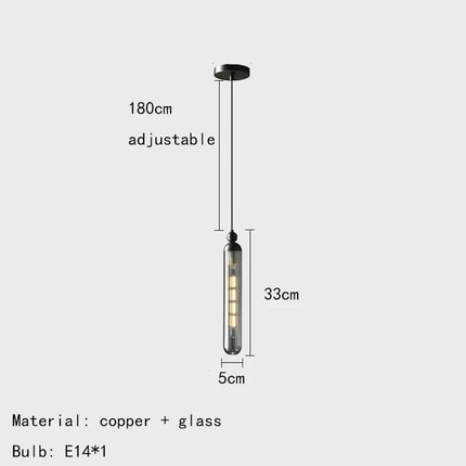 Lustre suspension nordique en verre transparent avec ampoule cuivre et cordon réglable — LZ4X9P2