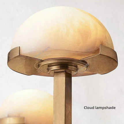 Lustre en marbre naturel espagnol avec LED et finition cuivre style rétro — LZ4X9T1