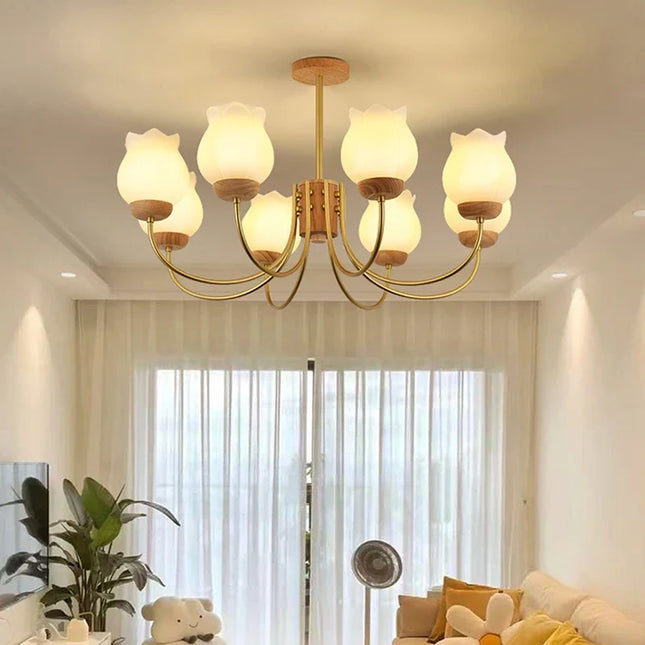 Lustre en bois avec éclairage LED pour chambre d’enfant moderne — LZ4XJ9