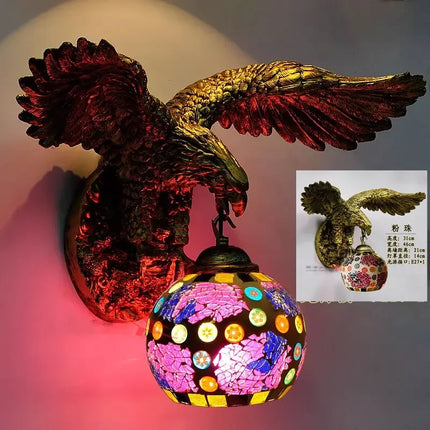 Applique murale artistique lumineuse style rétro bohème avec aigle — LZ4X9T2