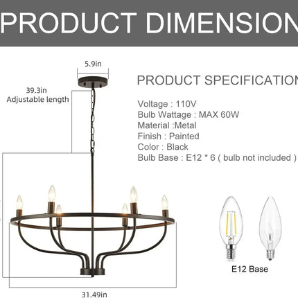 Lustre LED rétro en fer pour décoration intérieure moderne — LZ4X9T2Q