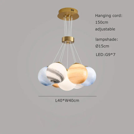Lustre sphérique LED réglable en hauteur pour décoration moderne — LZ4QX9