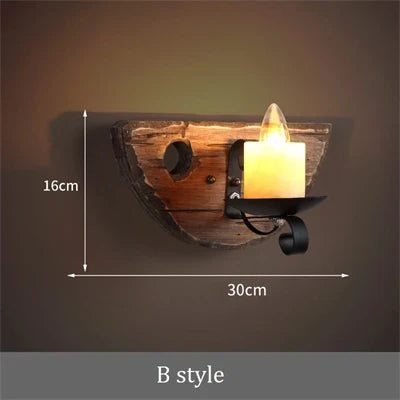 applique murale industrielle en bois style loft vintage