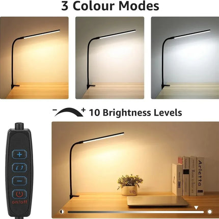 Lampe de bureau LED pliable à clip avec protection oculaire, 3 modes, 10 intensités — LZ4X9T1