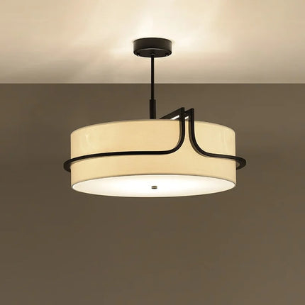 Plafonnier design luxe en cuivre avec abat-jour en tissu — LZ4X9T2