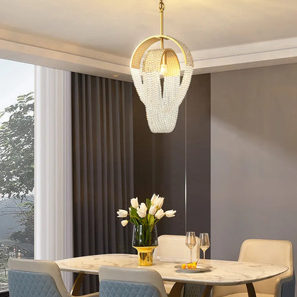 lustre nordique moderne en cristal avec led et glands