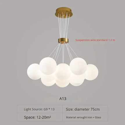 Lustre suspension nordique design planète lune avec bulles décoratives — LZ4XJ9