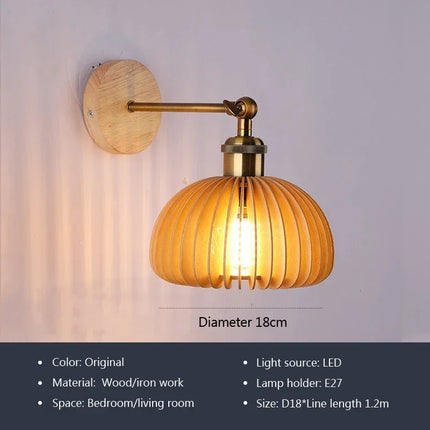 Applique murale LED en bois style japonais pour intérieur — LZ7XQ2