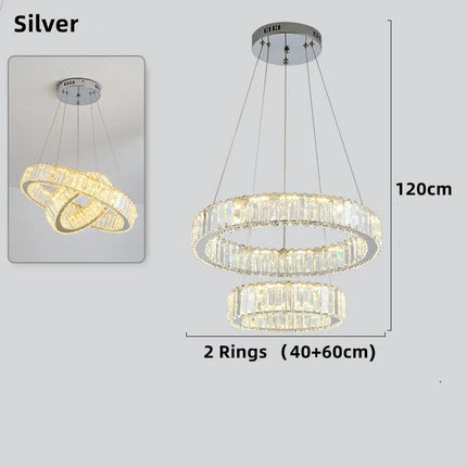 Lustre moderne en cristal avec anneaux réglables pour intérieur — LZ4X9P2