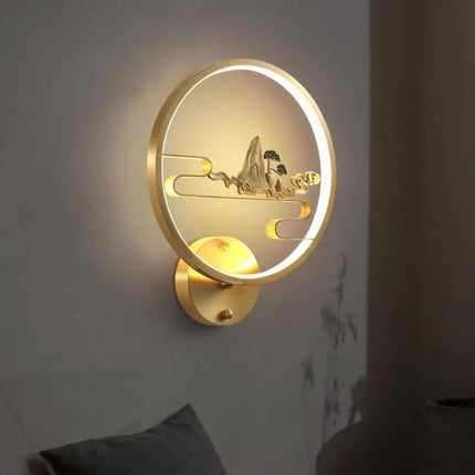 Applique murale LED en cuivre style traditionnel chinois pour intérieur — LZ4X9P2