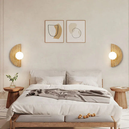 Applique murale en pierre naturelle avec verre blanc demi-cercle — LZ4X9P2