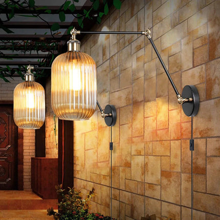 Applique murale LED nordique en verre avec longue perche et interrupteur — LZ4X9QJ