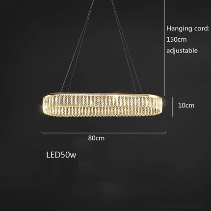 Lustre LED en cristal à anneaux multiples et formes losange et rond — LZ4X9P2
