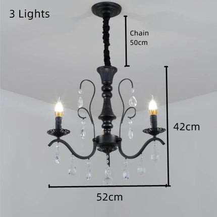 Lustre en fer forgé avec cristaux suspendus pour intérieur raffiné — LZ4X9P2