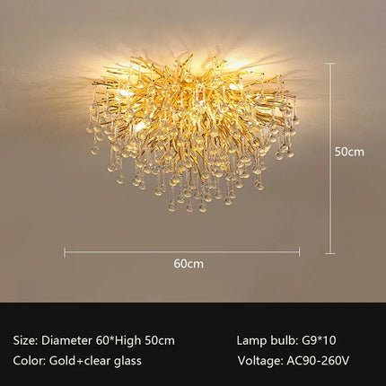 Lustre suspension LED en cristal style nordique élégant — LZ4X9T