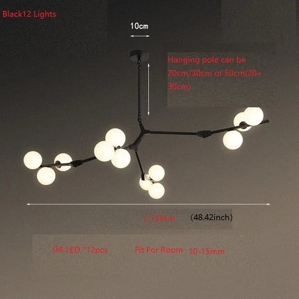 Lustre en verre avec branches et boules lumineuses décoratives — LZ4X9P