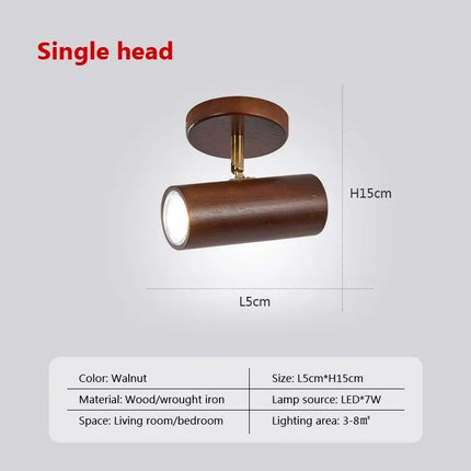Applique murale LED nordique en bois à projecteurs multi-angles réglables — LZ4X9T1