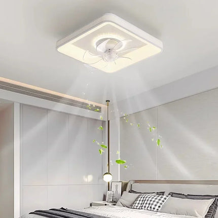 Plafonnier LED moderne avec ventilateur et télécommande intégrée — LZ4X9Q2