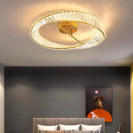 Lustre moderne doré avec anneaux en cristal LED — LZ4P9XQ