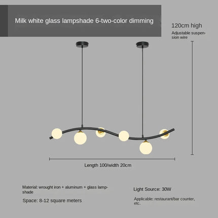 Lustre suspension en verre noir style nordique pour bar et restaurant — LZ4X9J