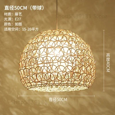 Suspension en rotin tissé aux influences nordique et japonaise — LZ4X9Q