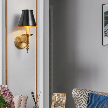 Applique murale LED en laiton avec abat-jour noir décoratif — LZ4P9XQ