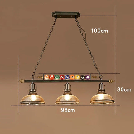 lustre vintage industriel en forme de boule de billard avec abat-jour en verre