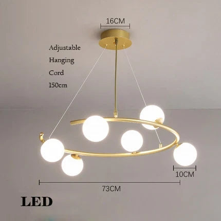 Lustre créatif en fer et verre pour décoration intérieure tendance — LZ4X9T