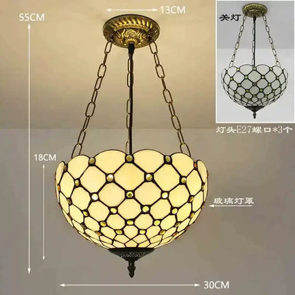 lustre en verre teinté style tiffany pour décoration intérieure suspendue