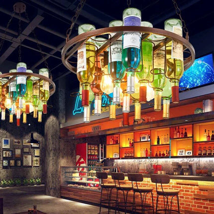 Lustre suspension vintage en verre bouteille pour bar et café E27 LED — LZ4X7M