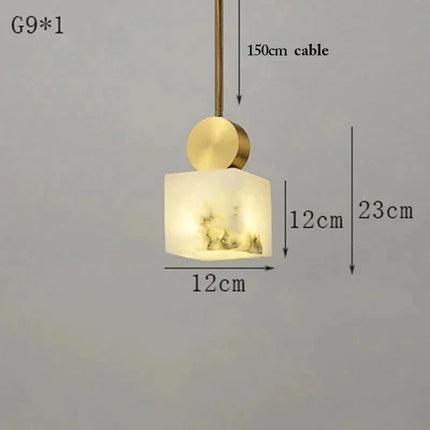 Suspension nordique en marbre et cuivre avec éclairage LED intégré — LZ4X9P