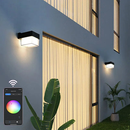 Applique murale LED extérieure Wi-Fi étanche double abat-jour aluminium et acrylique — LZ4F9X2