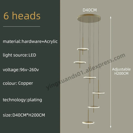 Lustre suspension LED créatif en acrylique doré style nordique — LZ4X9M