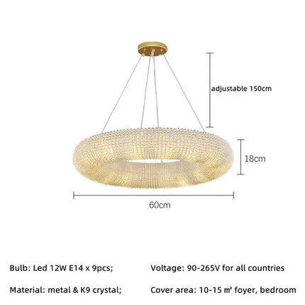 Lustre suspension moderne en cristal pour salon — LZ4X9P2