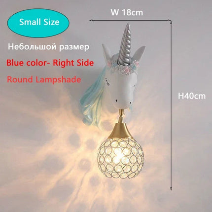 applique murale Dessin animé enfants bébé tenture LED résine licorne bleu rose pour princesse fille chambre décoration