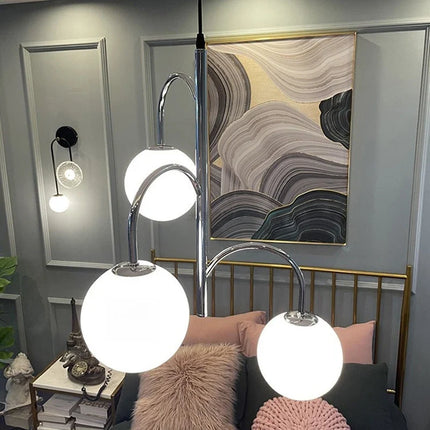 Lustre suspension boule en verre style scandinave avec câble — LZ4X9M