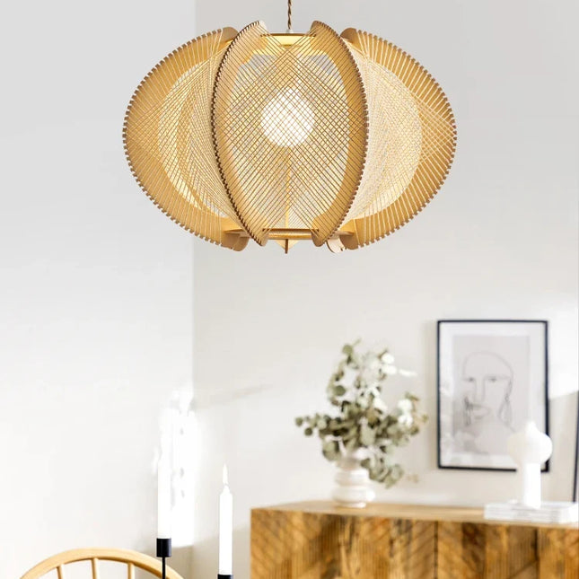 Lustre suspension en bois et corde de chanvre pour intérieur — LZ4XJ9