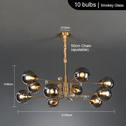 Lustre LED moderne à 10 globes décoratifs — LZ4N7Q2