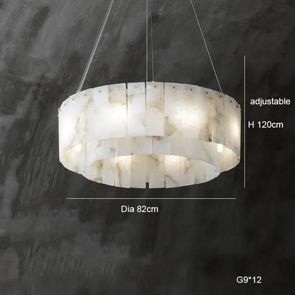 Lustre suspension LED postmoderne en marbre naturel pour villa — LZ4X9J