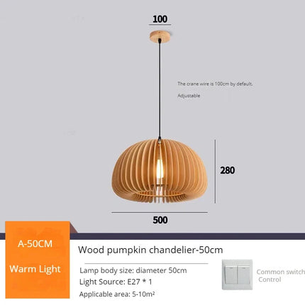 Suspension artisanale en bois forme citrouille pour décoration — LZ4X9T2