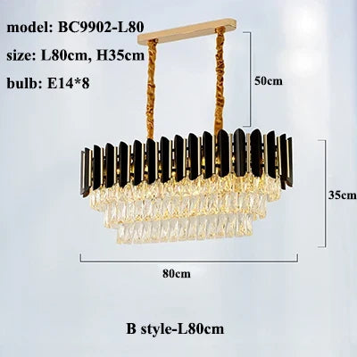 Lustre LED moderne de luxe en cristal, forme ronde ou allongée — LZ4P7X