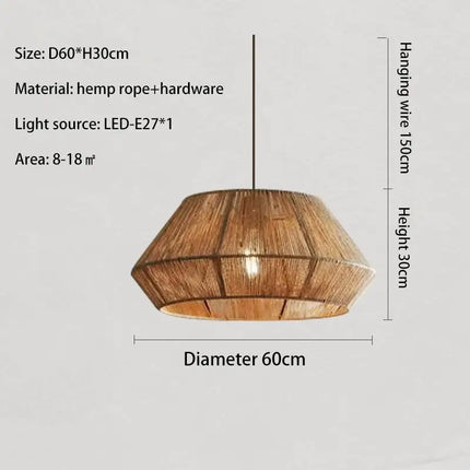 Suspension en rotin style japonais wabi sabi pour intérieur rustique — LZ4X9P