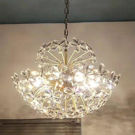 Lustre plafond rétro fleur en cristal LED luxe — LZ4X9T1