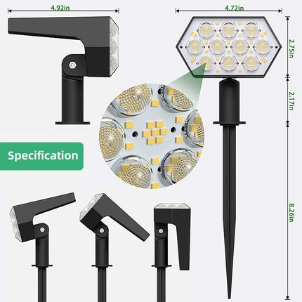Spot solaire extérieur 92 LED étanche IP67 2 en 1 pour jardin et porche — LZ4X9P