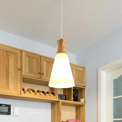 Lustre suspension en bois massif et verre — LZ4P9XQ